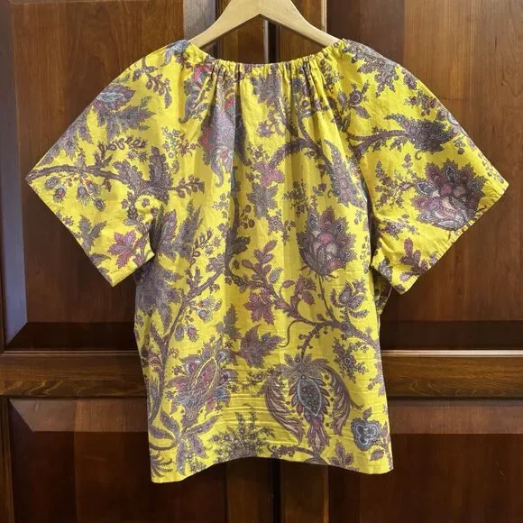 J. Crew Collection Tie-Neck Cotton Poplin Top in Ratti Golden Paisley XL - Picture 4 of 13